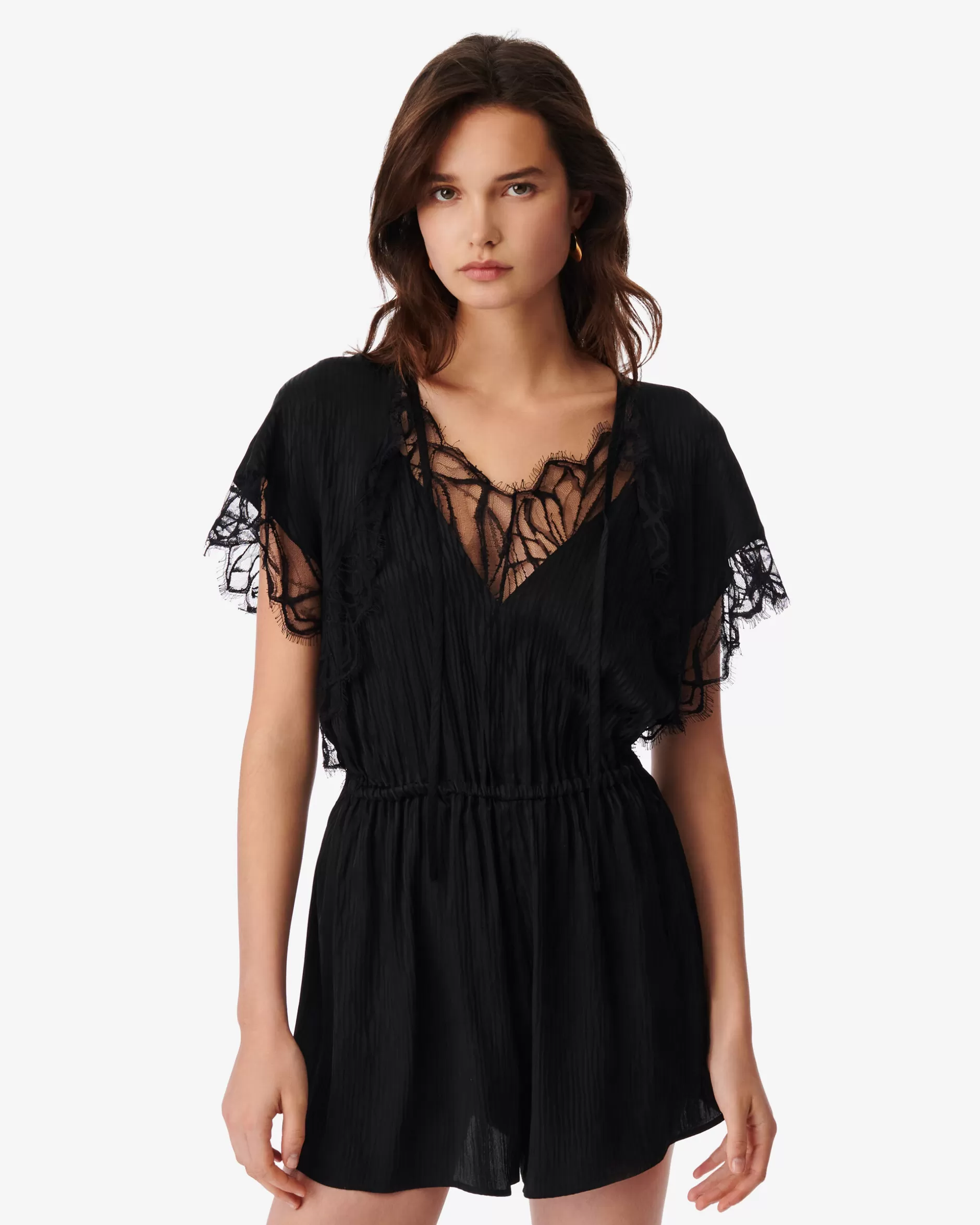 Cheap Tuta Corta In Pizzo Con Scollo A V Haku Donna Tute