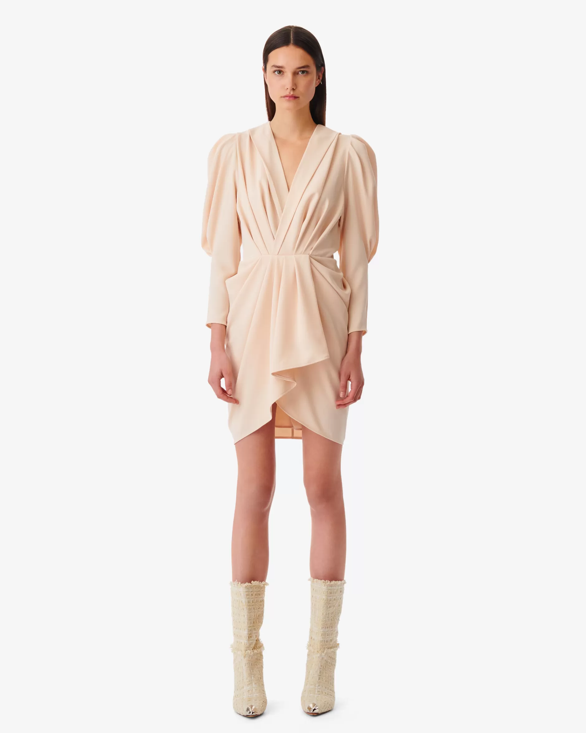 Online Vestito Corto A Pieghe Con Scollo A V Kalea Donna Vestiti